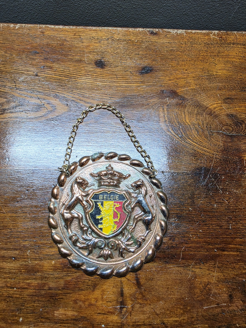 Belgium Coat of Arms Metal Plaque – Belgian Lion Shield Decor Bronze Vintage